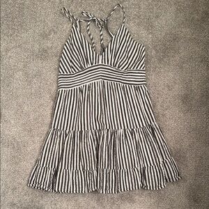 AE B&W Striped Tiered Mini Dress